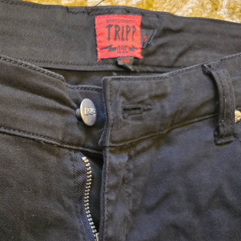 Tripp NYC Lowrise Skinny Jeans Lime Green Mesh Size 9 - Picture 3 of 8